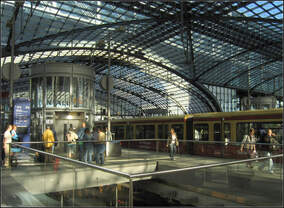 Moderne Bahnsteighalle -    Ein schönes Stück moderner Bahnhofsarchitektur ist mit dem neuen Berliner Hauptbahnhof entstanden.