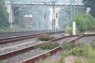 Blick auf die Gleisanlagen beim Anschluss Lange Gas in der N�he von Benninghausen bei Lippstadt.