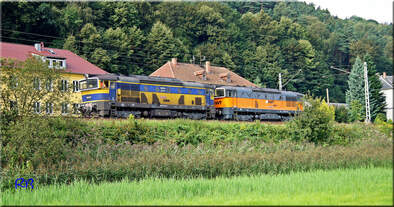 753 732 und 753 714 des tschechisches Eisenbahnverkehrsunternehmen AWT rollen als LZ in Richtung Decin.