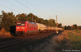 145 035-2 DB mit Behälterwagen bei Woltorf am 30.08.2016