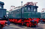 Museumslok E 04 01 am 28.08.1990 im Bw. Magdeburg Hbf.