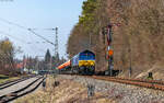 266 022 mit dem DGS 75900 (Offenburg Gbf - Balingen) am Esig Villingen 22.3.26. Die Stelle ist von hintenher legal erreichbar.