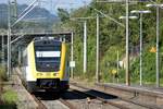 GOTTMADINGEN (Landkreis Konstanz), 19.09.2024, DB 612 609 im BW-Design als IRE3 nach Friedrichshafen Hafen kurz vor Durchfahrt durch den Bahnhof Gottmadingen
