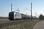 Mit einem Kesselwagenzug am Haken rollte der RTB-Vectron 193 172 von Railpool am 06.03.26 durch Witenberg-Labetz Richtung Dessau.