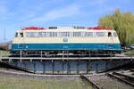 DB 110 300-1 am 06.04.2026 auf der Drehscheibe im DB Museum Koblenz.