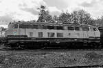 Die 1976 gebaute Diesellokomotive 218 469-5 'Betty Boom' war Ende April 2026 als Gastlokomotive im Eisenbahnmuseum Bochum zu Gast.