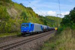 185 506 ATLU mit einem Kesselwagenzug bei Elm Richtung Fulda, 22.09.2021