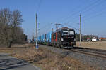 Mit einem Amazon-KLV am Haken rollte der Cargounit-Vectron 370 172 am 06.03.26 durch Wittenberg-Labetz Richtung Falkenberg(E).