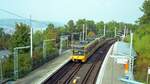 SSB Stuttgart__Gleis- und Tunnelbau__bergang von Straen- auf Stadtbahn.__Zug der U7 nach Degerloch in der Haltestelle 'Weinsteige'.