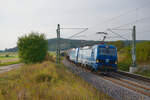 192 004 Leuna und 192 003 Leuna mit einem Kesselzug bei Oberdachstetten Richtung Ansbach, 21.09.2021