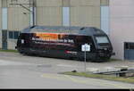 SBB - Werbelok 460 046-6 im Areal der HW in Zürich am 28.02.2026 .. Standort des Fotografen auf der Duttweiler Brücke