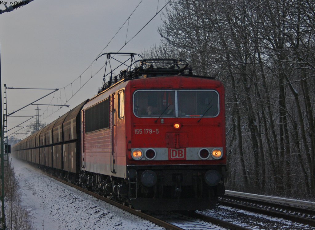 155 179 mit einem Gz Richtung Mnchengladbach an der ehem. Anrufschranke Geilenkirchen 4.1.2010