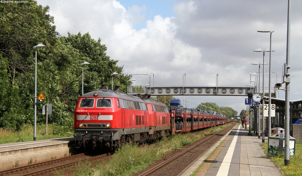  218 307-7 und *** mit dem AS 1438 (Niebll-Westerland) in Morsum 7.8.12