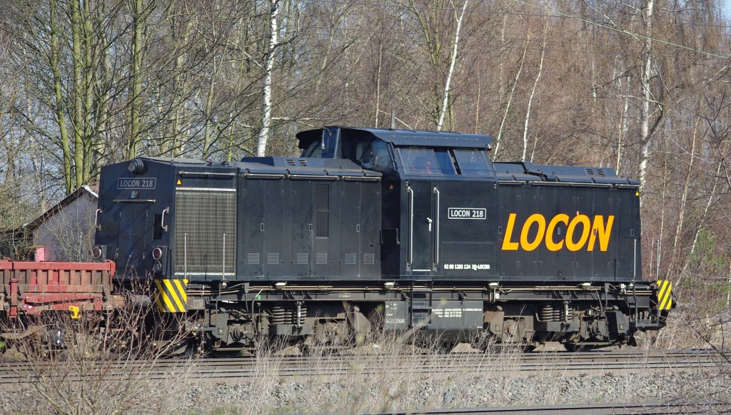 ... und am Zugschluss hing noch Locon 218 (203 124-3). Aufgenommen am 02.04.2010 in Eichenberg.