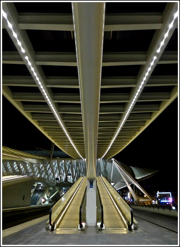 - Hell erleuchtet - Auch am Abend des 12.11.2011 macht der Bahnhof Lige Guillemins eine gute Figur. (Jeanny)