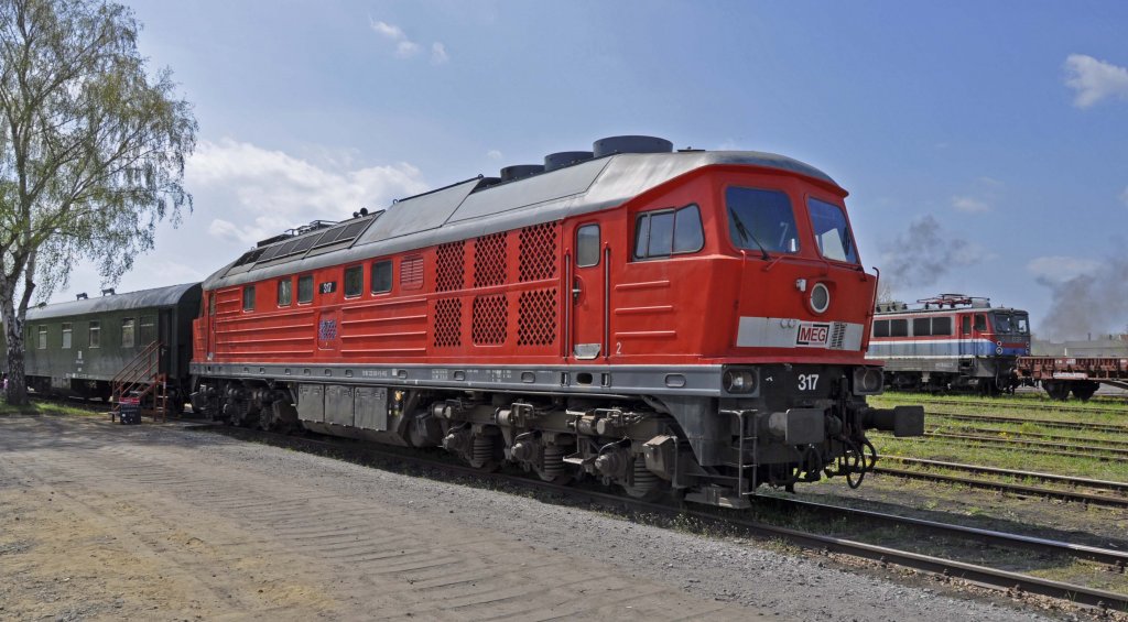 05.05.2013 Wittenberge ; die Lok 317 (ex DR-132er) der MEG abgestellt am Historischen Lokschuppen