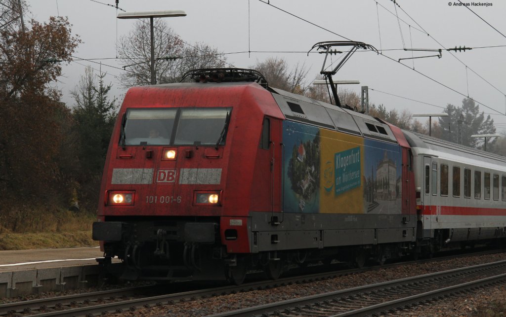 101 001-6  Klagenfurt Tourismus  mit dem IC 2005  Bodensee  (Emden Hbf-Konstanz) in St.Georgen 11.11.11