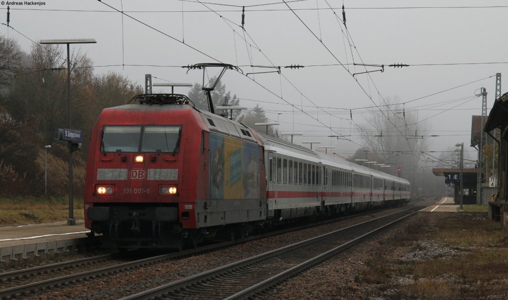 101 001-6  Klagenfurt Tourismus  mit dem IC 2005  Bodensee  (Emden Hbf-Konstanz) in St.Georgen 11.11.11