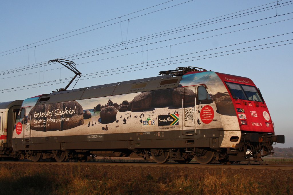 101 025  Afrika  am 28.10.12 mit einem IC in Hrth-Fischenich.