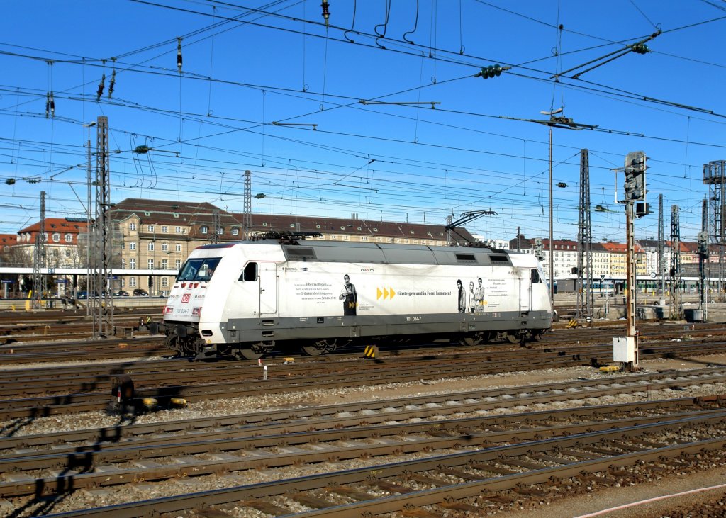 101 034 bei einer Rangierfahrt am 28.02.2009 am Mnchner Hbf.