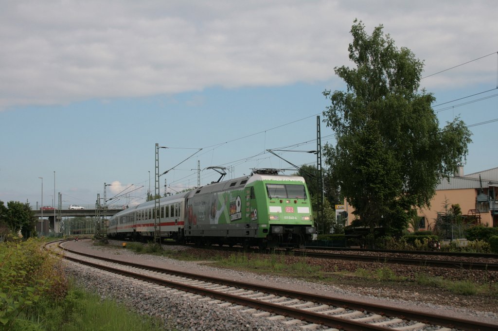 101 040-4  WM 2010 FanConnection  mit Lr 78320 Konstanz - Singen(Htw) kurz hinter Radolfzell. 21.05.10