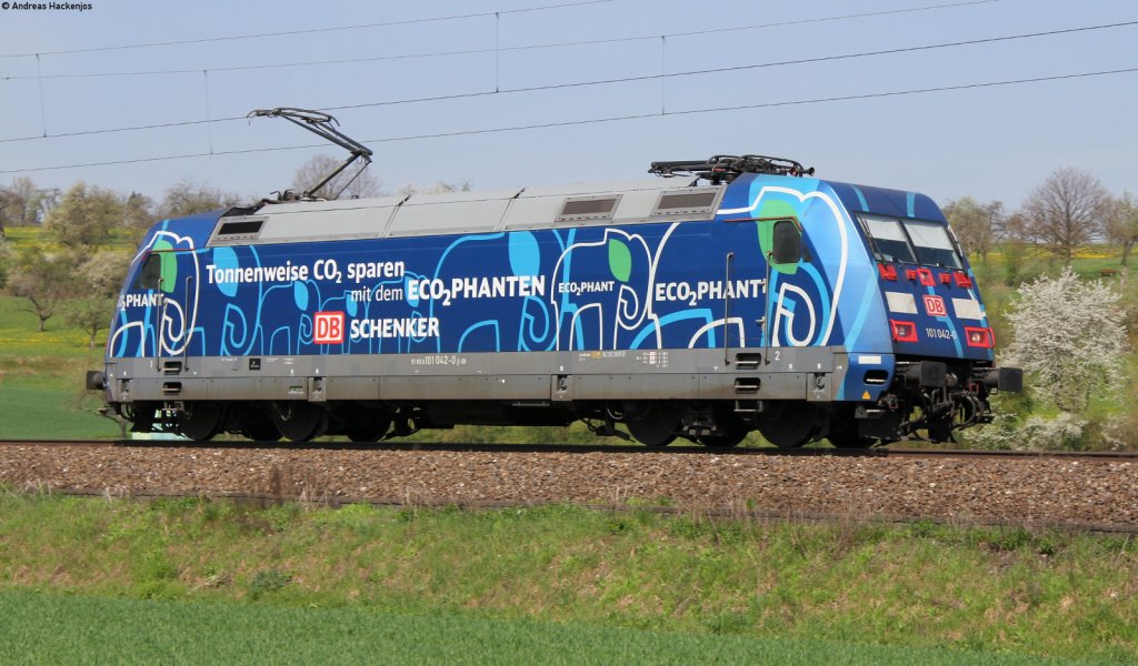 101 042-0  Ecophant  als LZF 78*** (Stuttgart Hbf-Ulm Hbf) bei Ebersbach 24.4.13