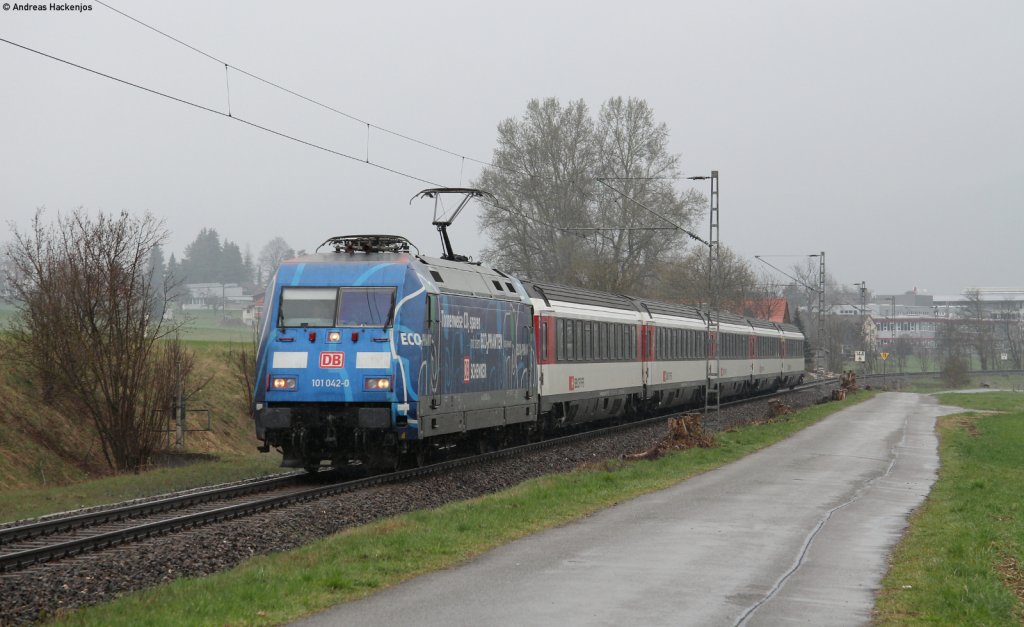 101 042-0  Ecophant  mit dem IC 183 (Stuttgart Hbf-Zrich HB) bei Weilheim 9.4.12