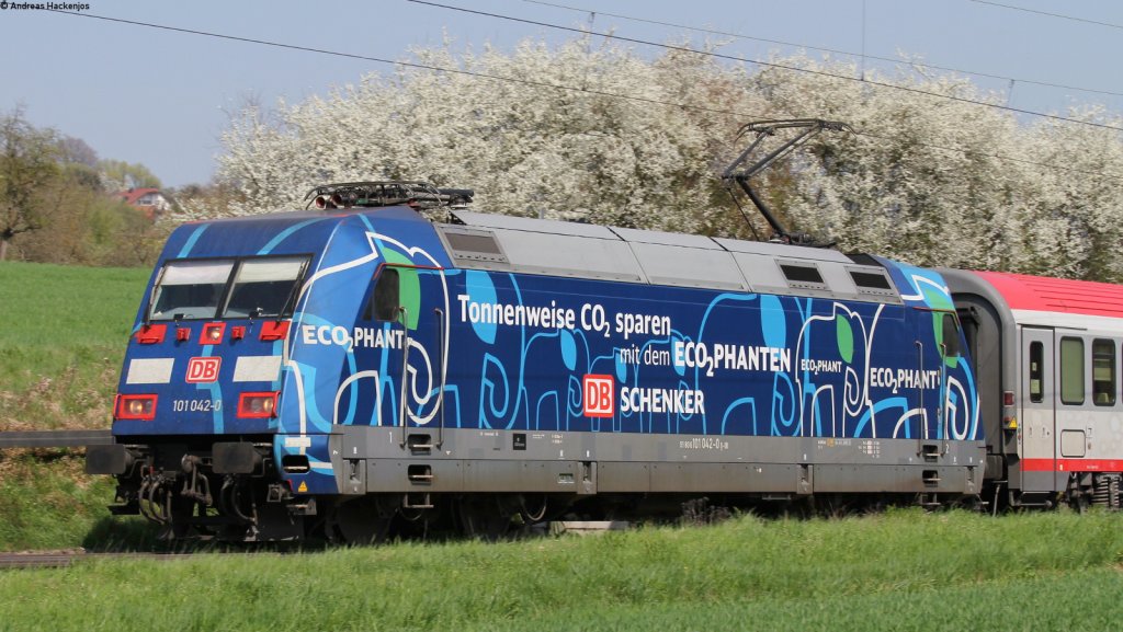 101 042-0  Ecophant  mit dem IC 118 (Salzburg Hbf-Münster(Westf)Hbf) bei Ebersbach 24.4.13
