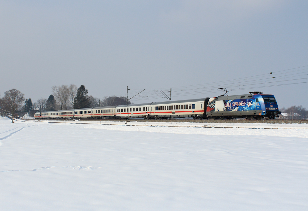 101 070  Adler Mannheim  mit dem EC 217 auf dem Weg nach Graz, aufgenommen am 24. Februar 2013 bei bersee.