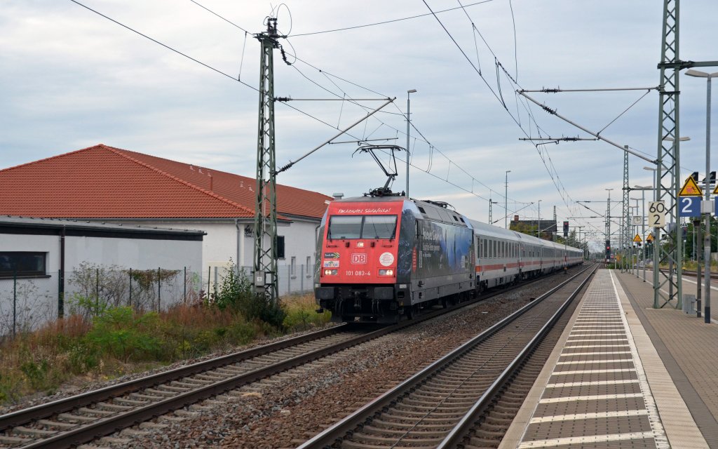 101 083 fhrte am 23.09.12 den IC 2209 durch Delitzsch u. Bf Richtung Leipzig.