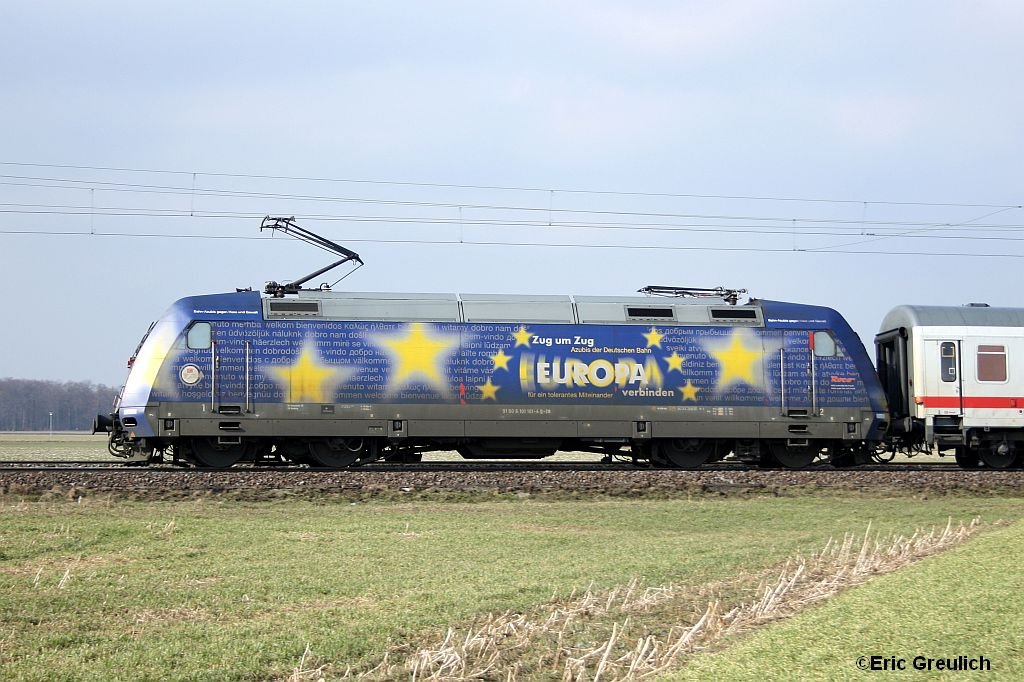 101 101 mit einem IC nach Leipzig am 19.3.10 bei Hohnhorst.
