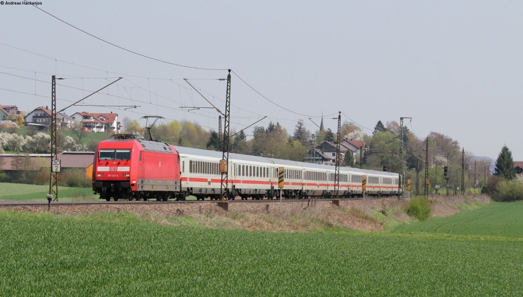 101 120-4 mit dem EC 218 (Graz Hbf-Frankfurt(Main)Hbf) bei Ebersbach 24.4.13