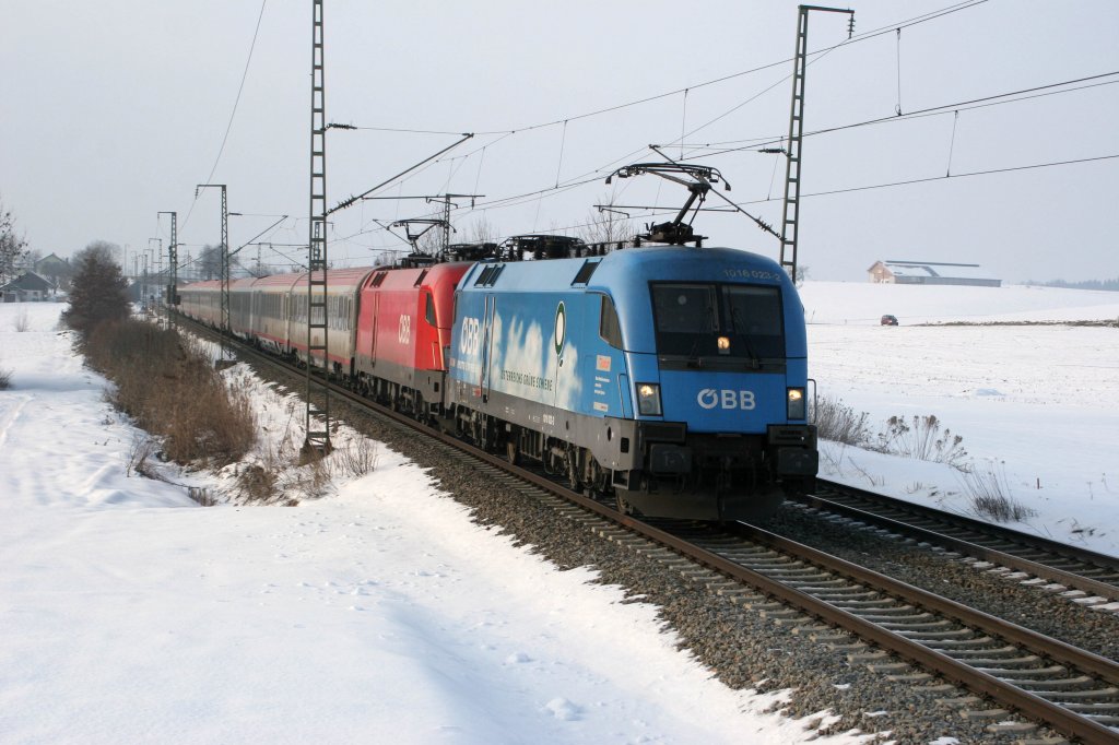 1016 023-2  Kyoto  Korridorzug, OEC 165 (Zrich - Wien) bei Stra am 30.01.2011