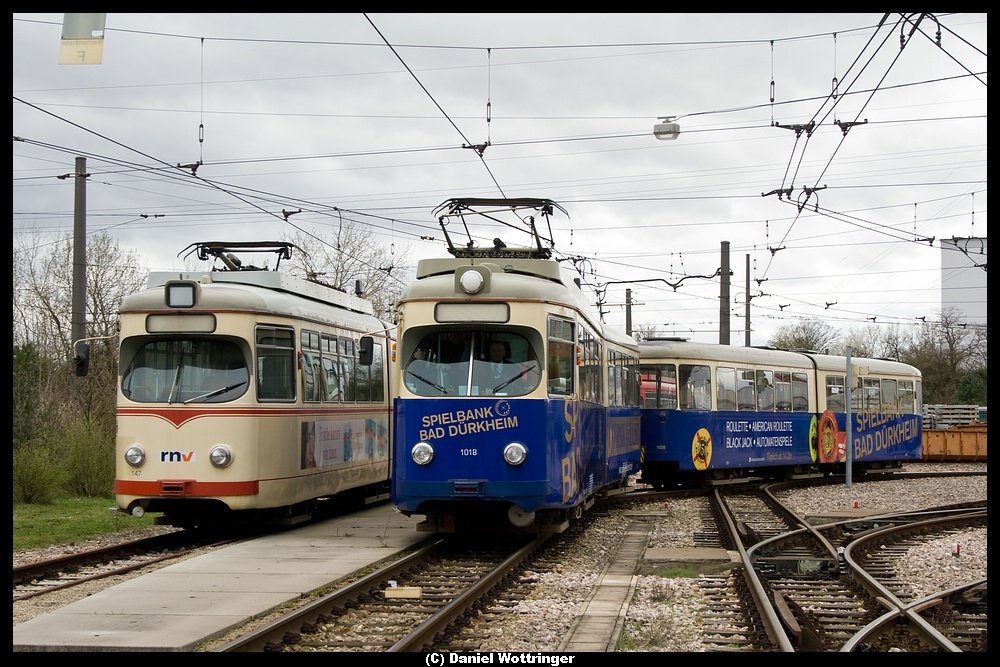 1018 nebst dem 146, bei einer Sonderfahrt der IG Nahverkehr Rhein-Neckar, 16. Mrz 2008.
