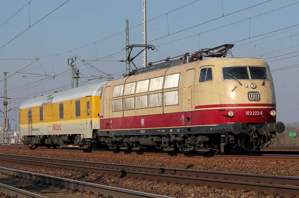 103 222-6 mit Messwagen hinter Kln Porz(Rhein) am 22.02.2011