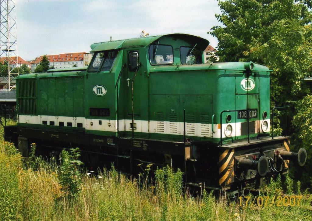 106 002 der ITL stand am 17.07.07 in Gera