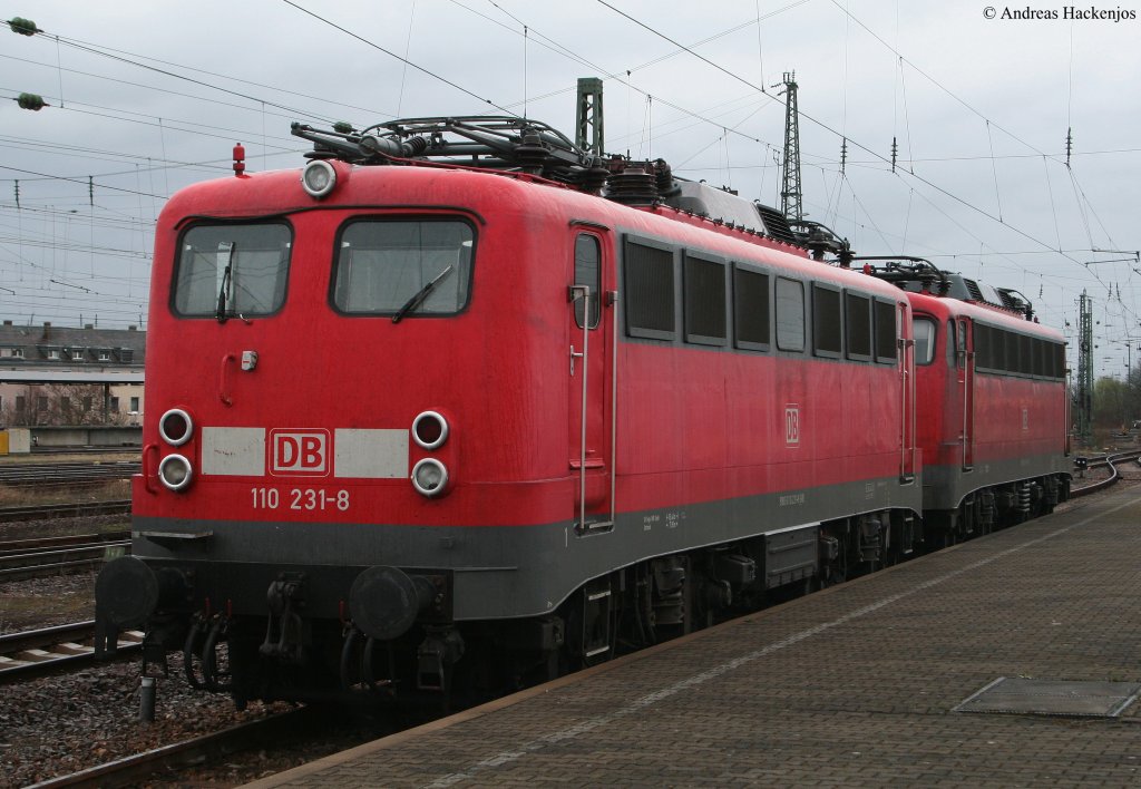 110 231-8 und 115 307-1 standen am 27.3.10 abgestellt in Karlsruhe 