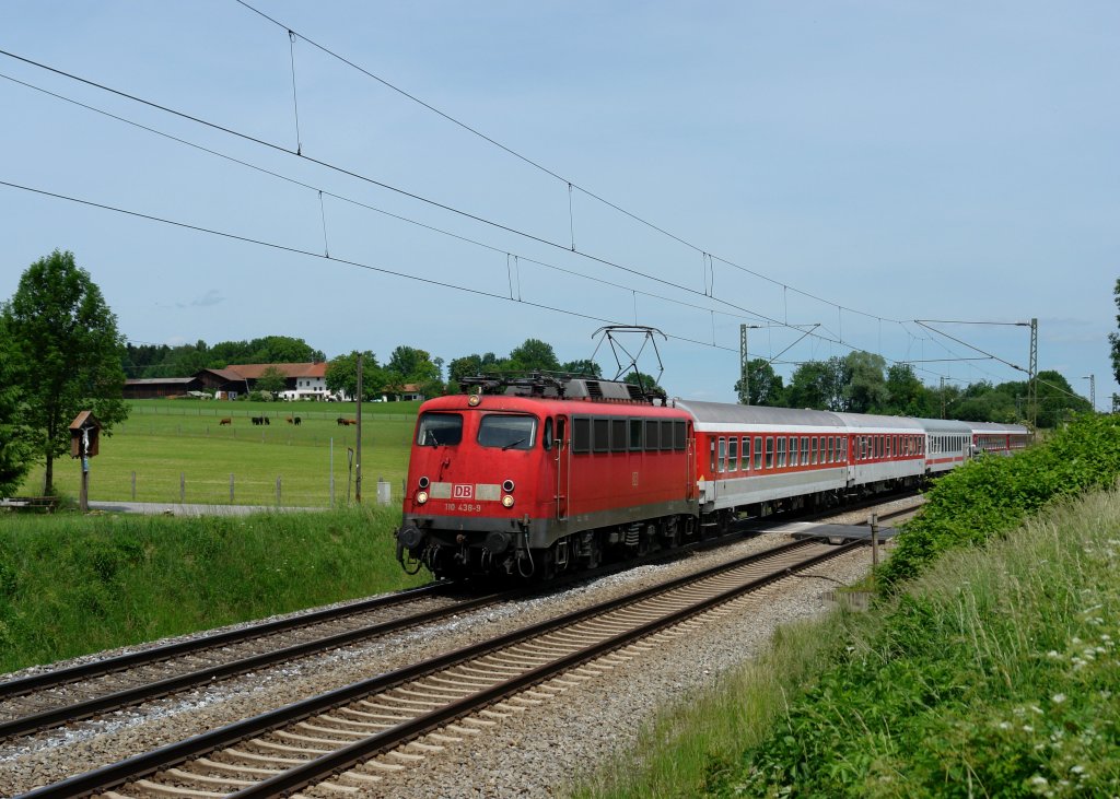 110 438 mit einem Sonderzug am 29.05.2011 unterwegs am B Vogl.