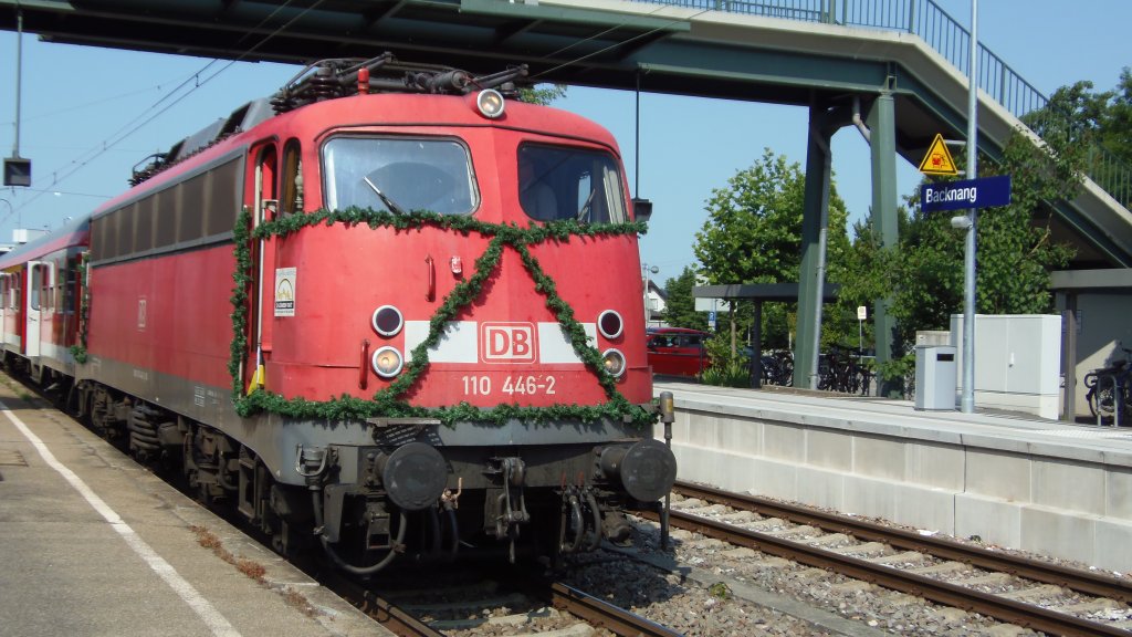 110 446 im Rahmen der Veranstaltung  Abschiedsfahrt der Baureihe 110  am 13. Juli 2013 in Backnang.