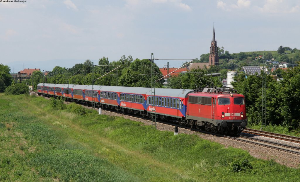 110 480-1 mit dem NF 13993 (Hafurt-Lourdes) bei Teningen 28.5.12