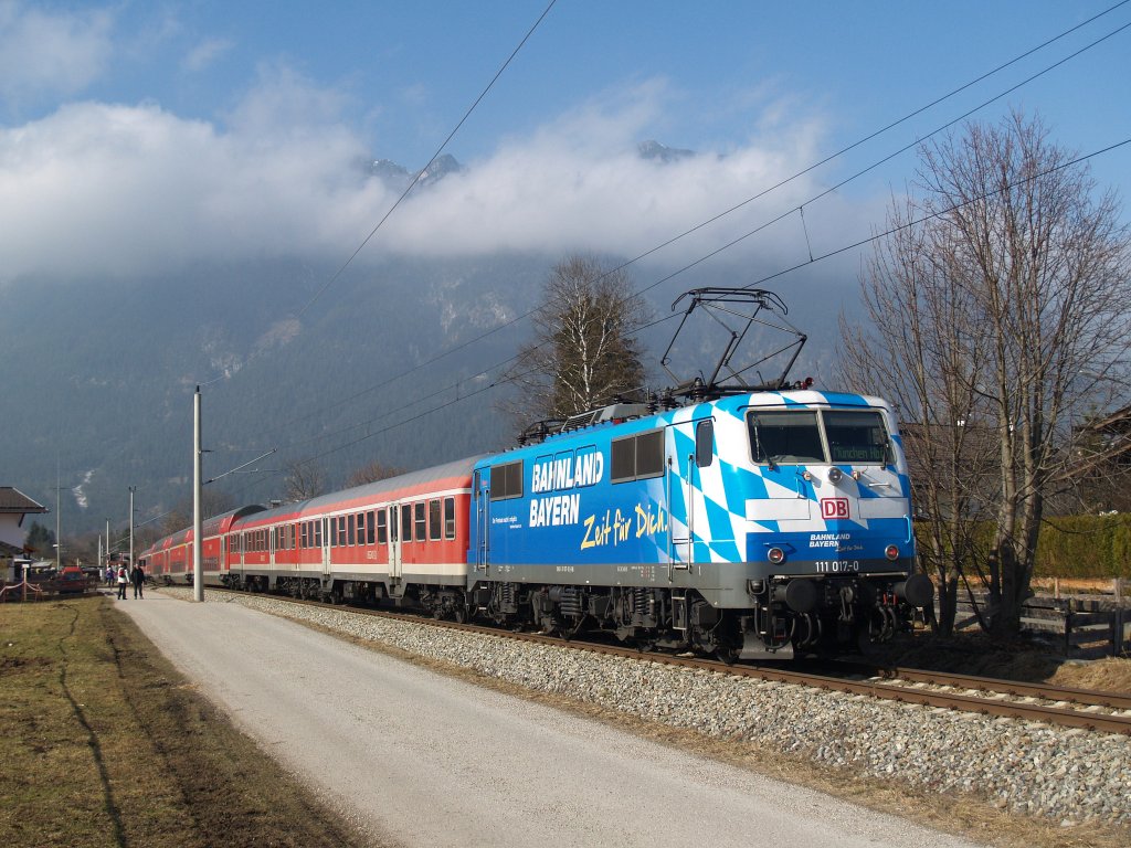 111 017 am 19.02.2011 unterwegs bei Garmisch-Partenkirchen