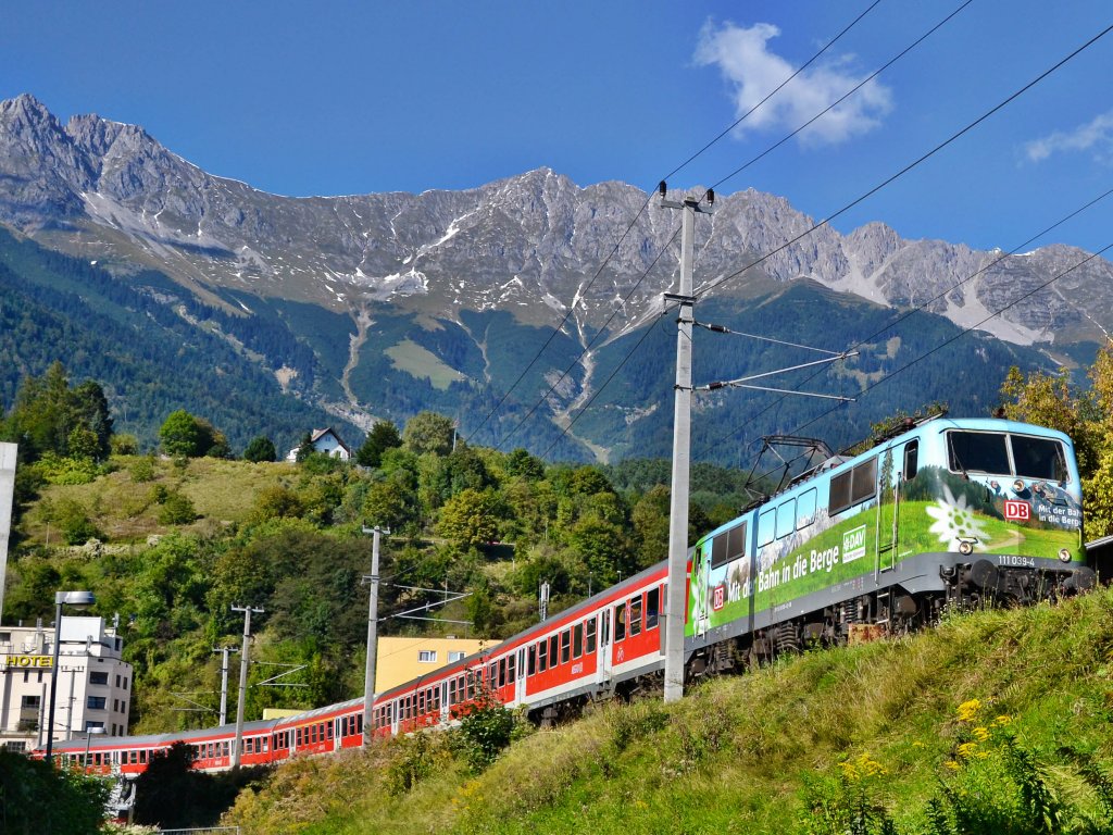 111 039 erreicht mit einem REX aus Mnchen Innsbruck Htting .