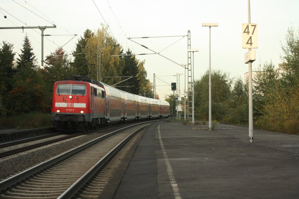 111 151 fuhr am 14.10.11 in die Station Erkelenz. 