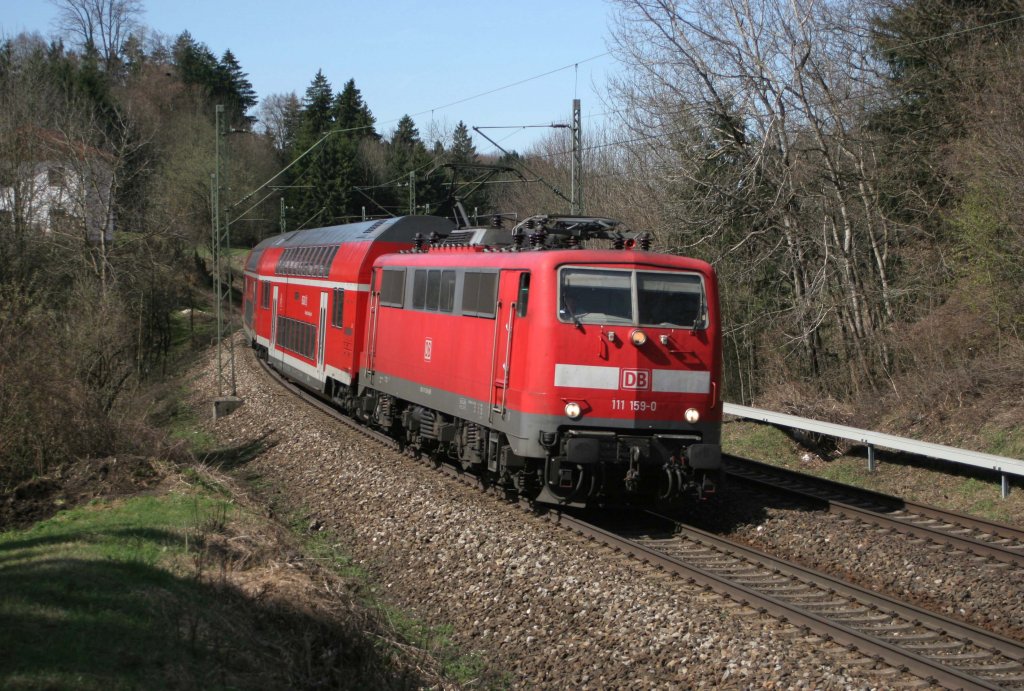 111 159-0 RE Mnchen - Salzburg bei Bergen am 02.04.2011