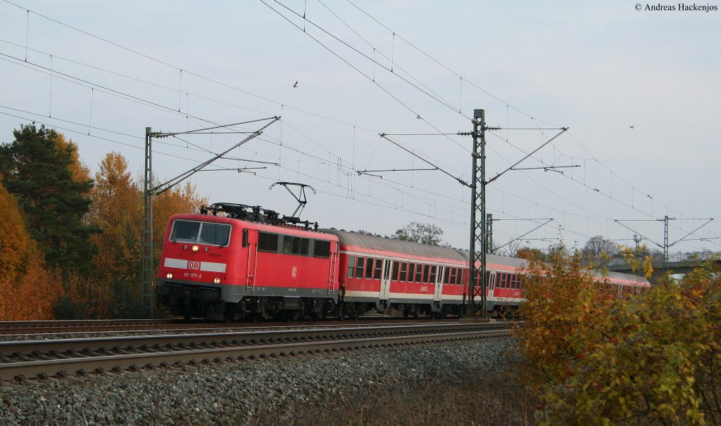 111 177-2 mit dem RE 34618 (N�rnberg Hbf-W�rzburg Hbf) bei Iphofen 31.10.09