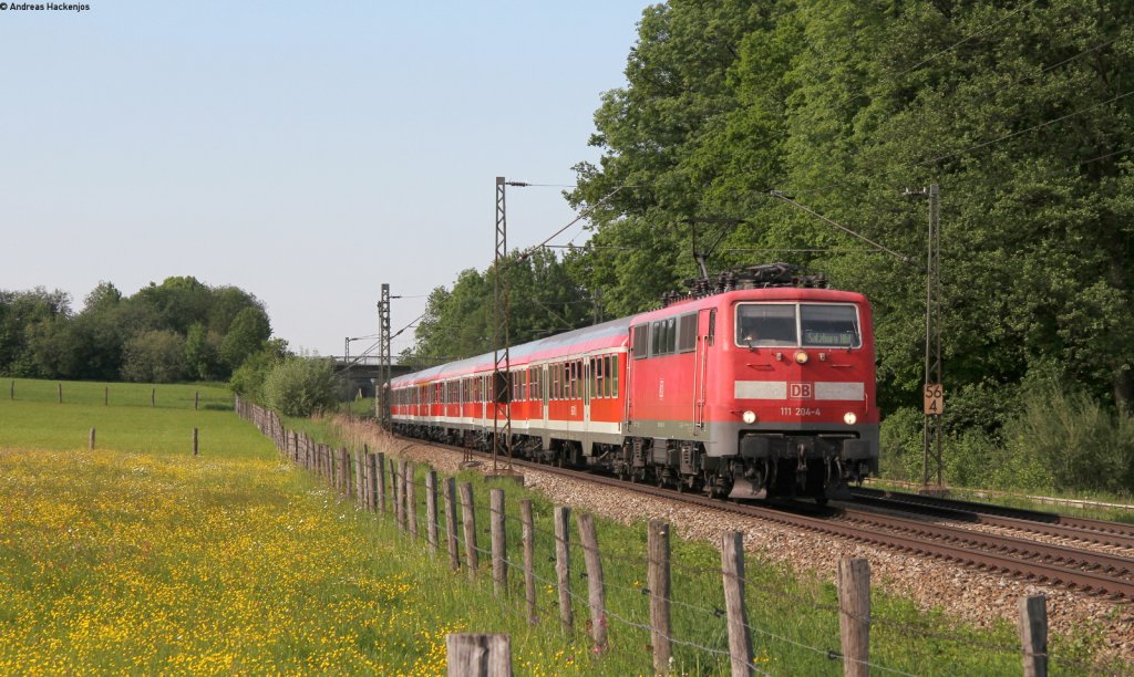 111 204-4 mit dem RE 79029 (Mnchen Hbf-Salzburg Hbf) bei Vogl 18.5.13