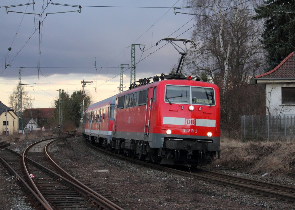 111 219-2 DB REGIO in Ebersdorf auf dem Weg nach Sonneberg am 08.03.2012.