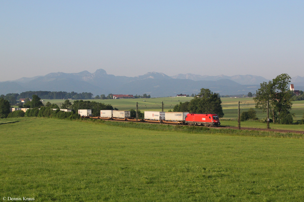 1116 029 mit einem KLV Zug am 18.06.2013 bei Ostermnchen.