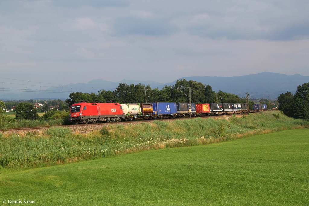 1116 085 mit einem KLV Zug am 09.07.2013 bei Grokarolinenfeld.