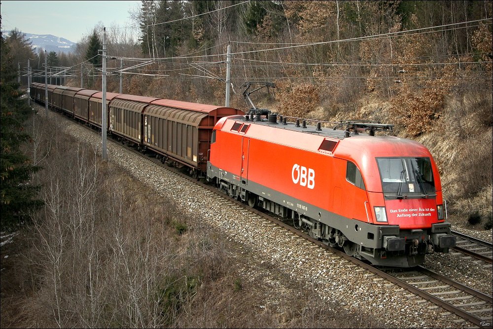 1116 147  Das Ende einer ra ist der Anfang der Zukunft  mit FS Schiebewandwagen durchfhrt die Murwlder nahe Zeltweg.
18.03.2010